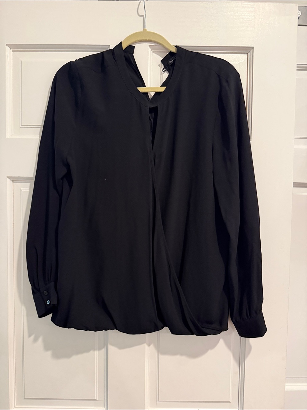 Eileen Fisher Black Draped Long-Sleeve Blouse